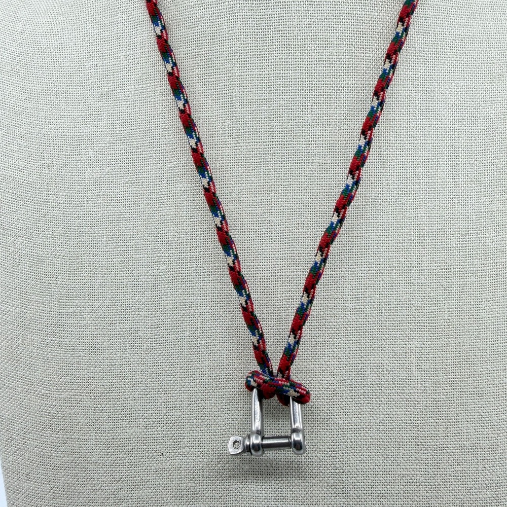 Colorful Paracord Rope Necklace Industrial Shackle Pendant Statement Unisex Gift